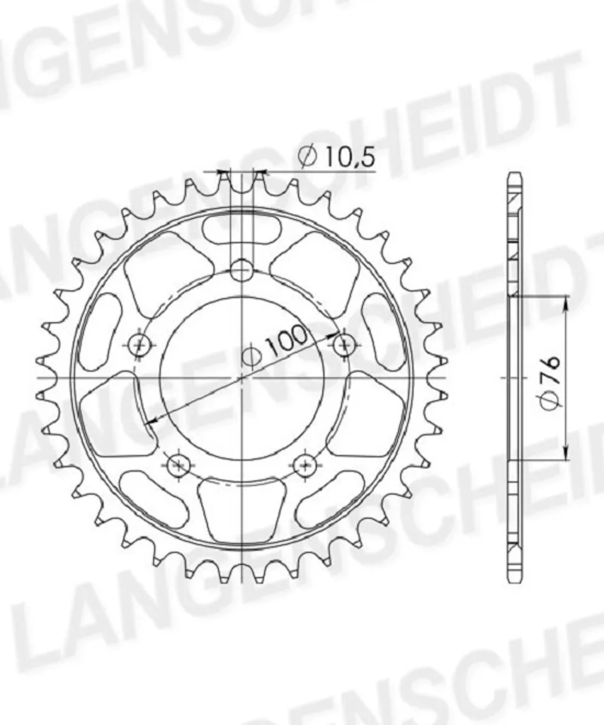 Couronne de transmission moto 525 Supersprox 36 dents acier noir 5 trous