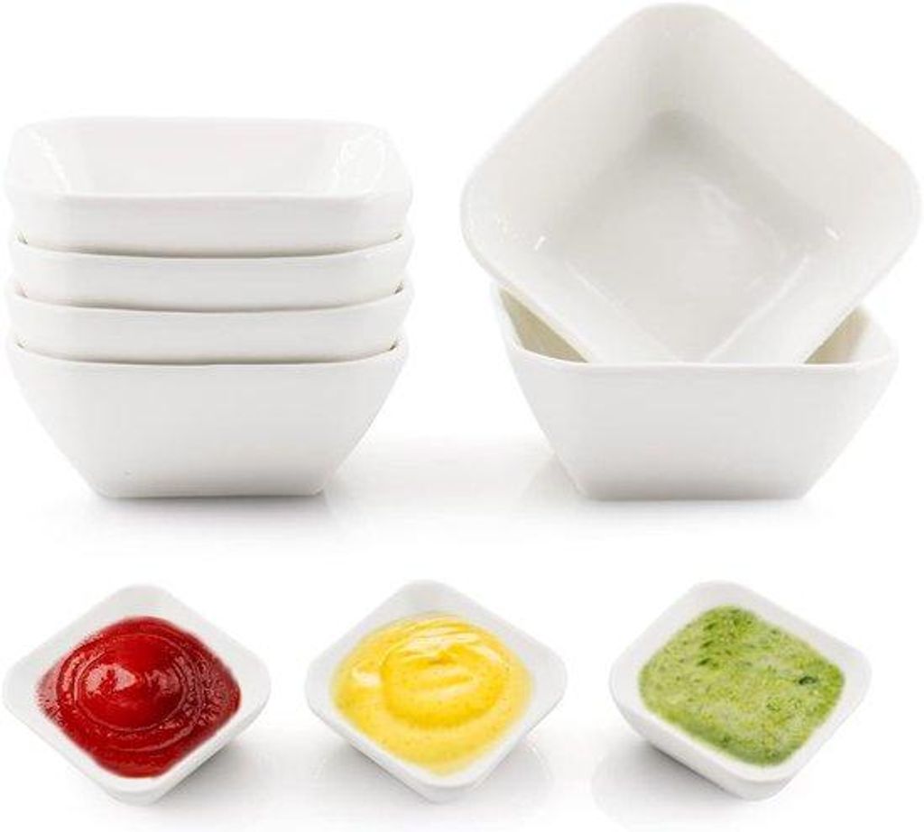 Keramische Set für 6 Mini-Saucenbecher und Kräuterbecher, 3 Unzen, für Ketchup, Essig, BBQ und Feierabend