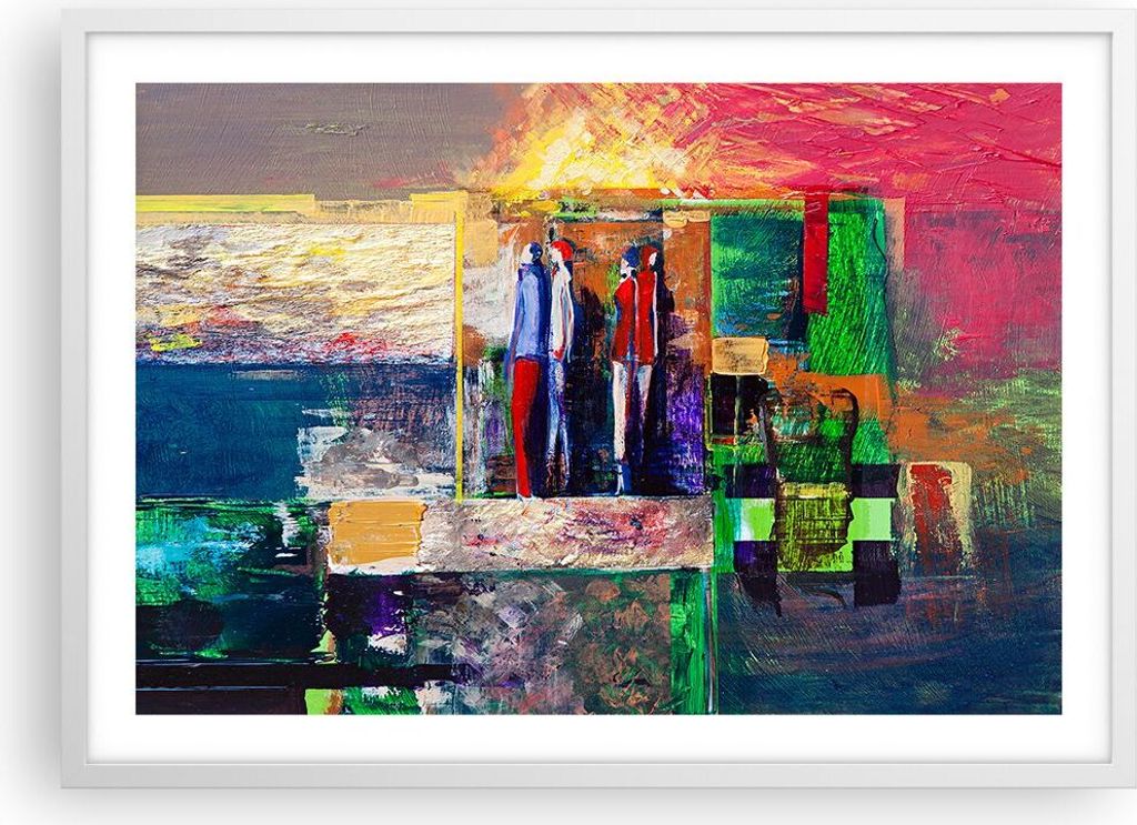 Gerahmtes Poster - Weißer Rahmen - Abstraktion modern - 70x50 cm - Wand Bild - Wanddeko - Wandbilder - Kunstposter - Wandposter - Bilderrahmen - B...