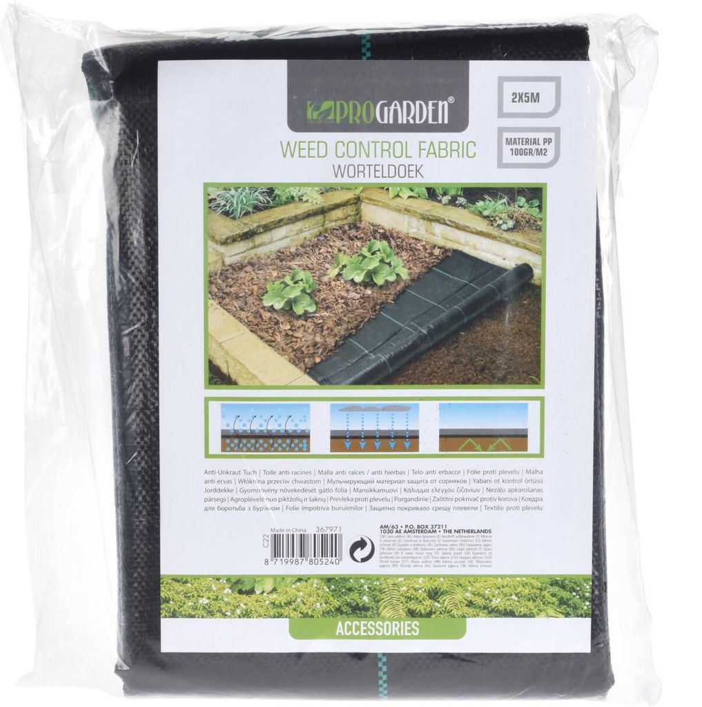ProGarden Unkrautschutz-Bodengewebe 2x5 m Schwarz Produktbild 