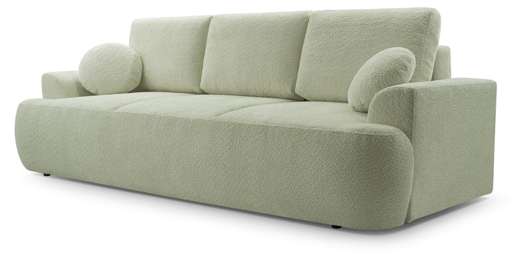 Sofa FILO mit Schlaffunktion, Schlafsofa, Wohnzimmersofa, Couch, Soffa, Bettsofa, Bucle-Stoff – Grün CORAL 55