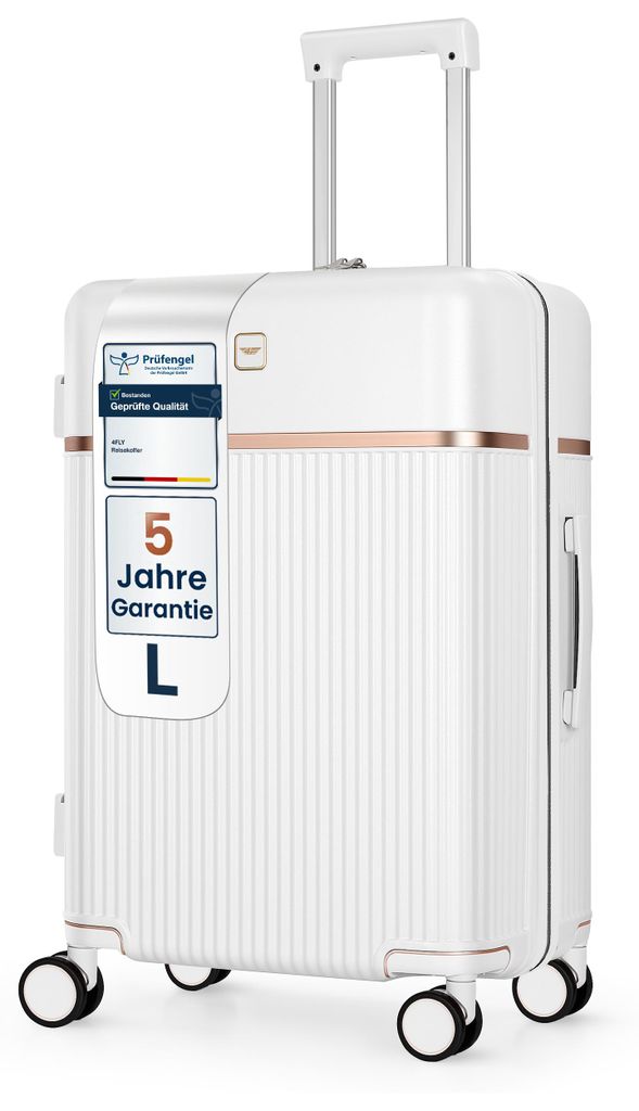 4FLY Hartschalen-Reisekoffer L 65 cm (68L) aus Polycarbonat – mit TSA-Schloss, 4 Spinner-Doppelrollen und Aluminium-Teleskopgriff, Reisegepäck
