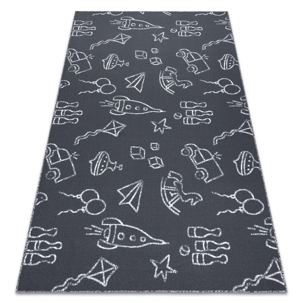 Tapis enfant gris 100x400 cm TOYS : fini le sol froid et dur
