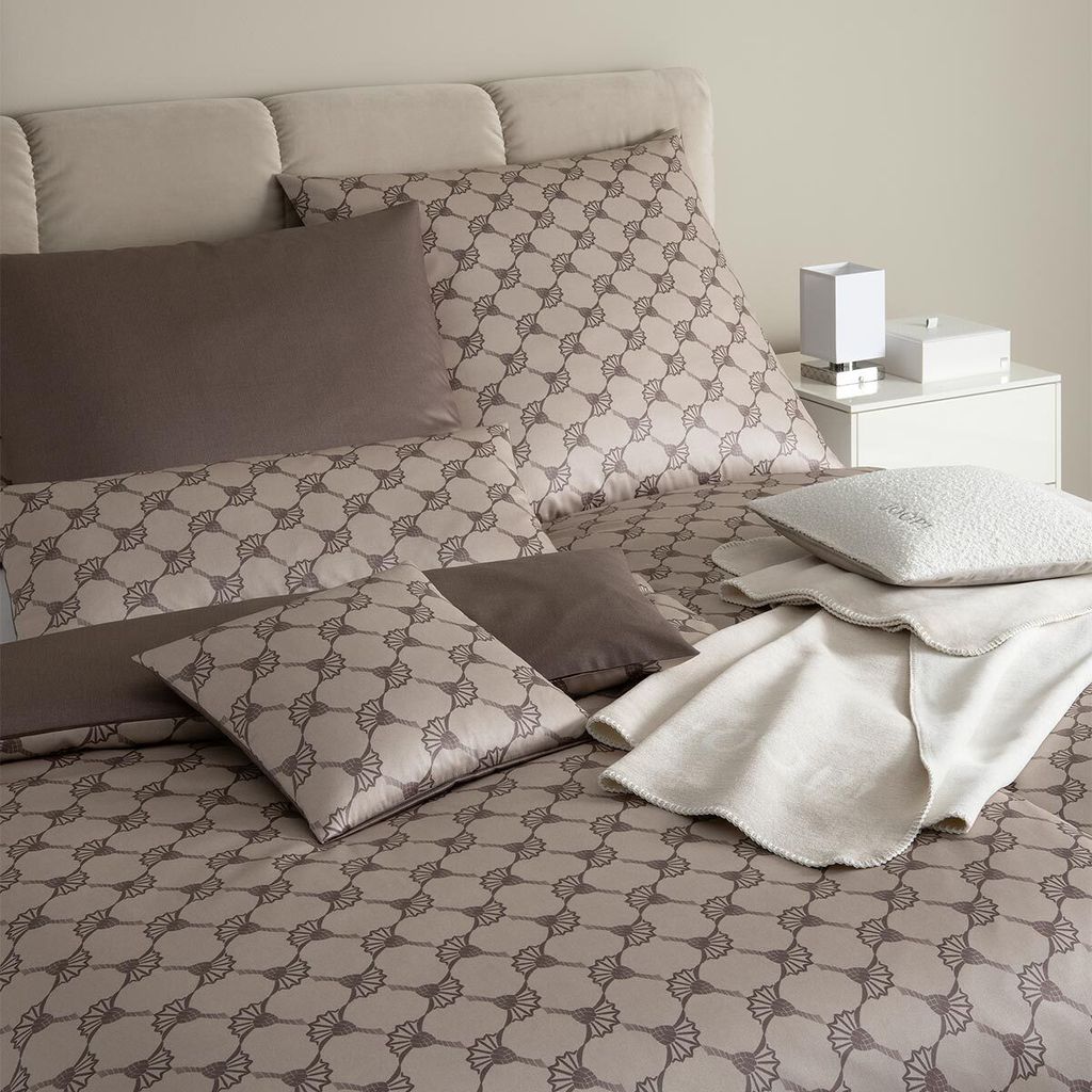 JOOP! Mako-Satin-Bettwäsche Cornflower Double Farbe Taupe Größe 155x220+80x80