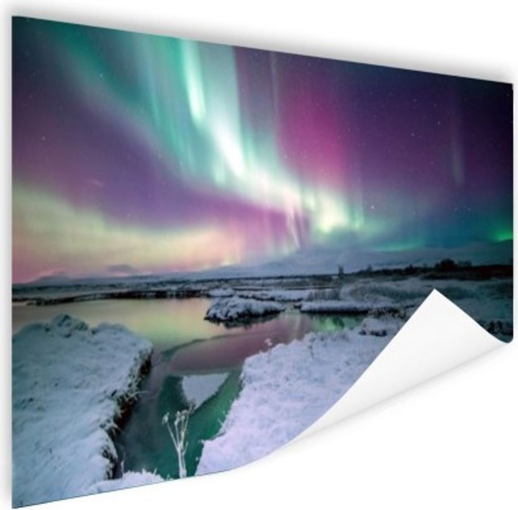 MuchoWow Poster Nordlichter - Eis - Schnee 90x60 cm - Schlafzimmer