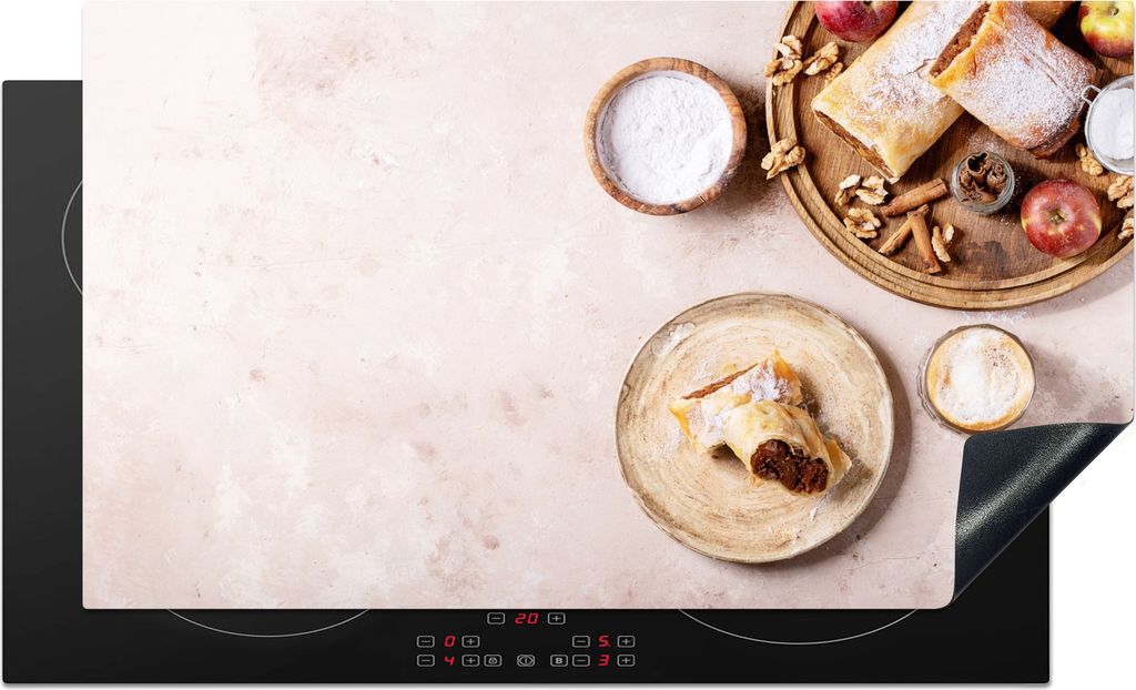 KitchenYeah Herdabdeckplatte Gebäck - Gewürze - Obst - Apfelstrudel , 89x51cm, Küche Deko, Glaskeramikkochfeld Herdabdeckung, Abdeckplatte fù...