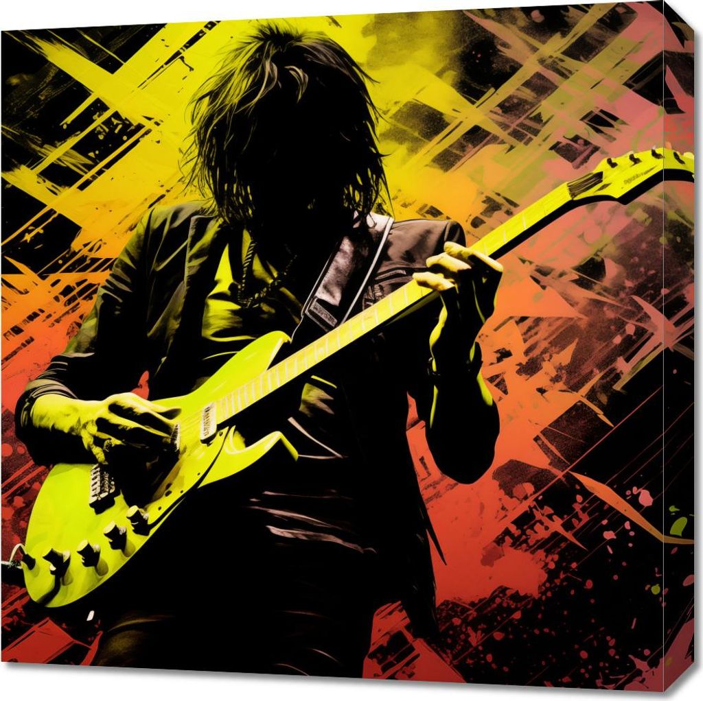 Bild 60x60cm Gitarrenleidenschaft auf E-Gitarre