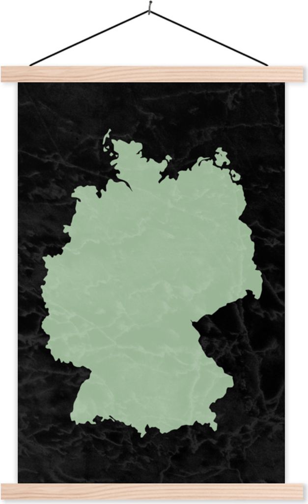 MuchoWow Textilposter Karte Europa - Deutschland - Weiß 40x60 cm mit holzfarbenen Rahmen - Poster