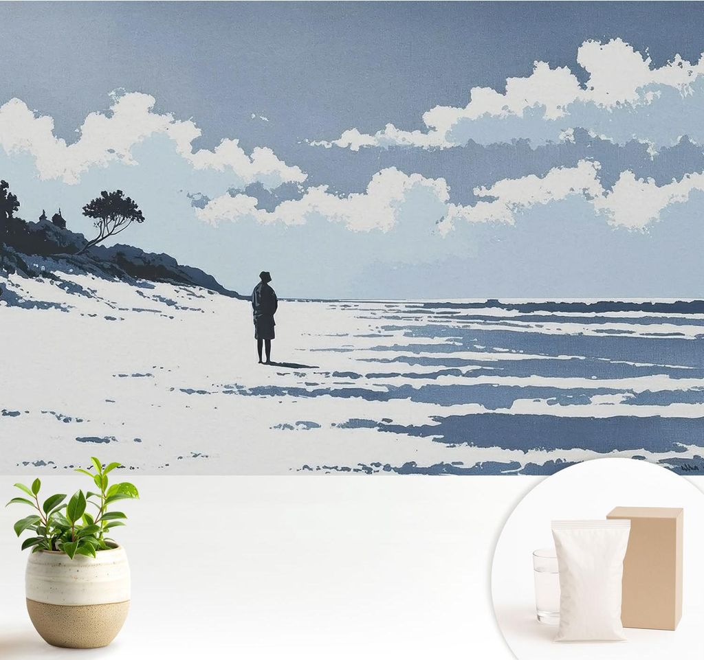 Fototapete - 104x70 cm - Tapete - Wandtapete - Wandbilder - Dekofolie - Tapete Folie - Wand - Dekoration - Wohnzimmer - Stille am Strand