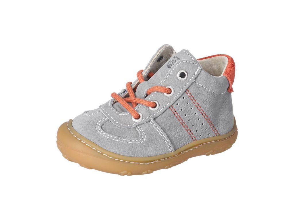 RICOSTA Boots SAMI von PEPINO für kleine Racker Schnürschuh Lauflernschuhe Jungen Mädchen unisex graphit/cayenne grau/orange Größe 25