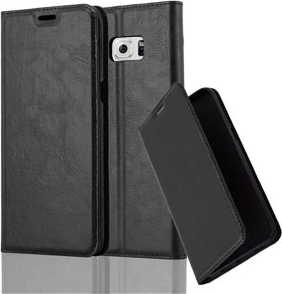 Cadorabo Hülle für Samsung Galaxy S6 EDGE PLUS Schutz Hülle in Schwarz Handyhülle Etui Case Cover Magnetverschluss