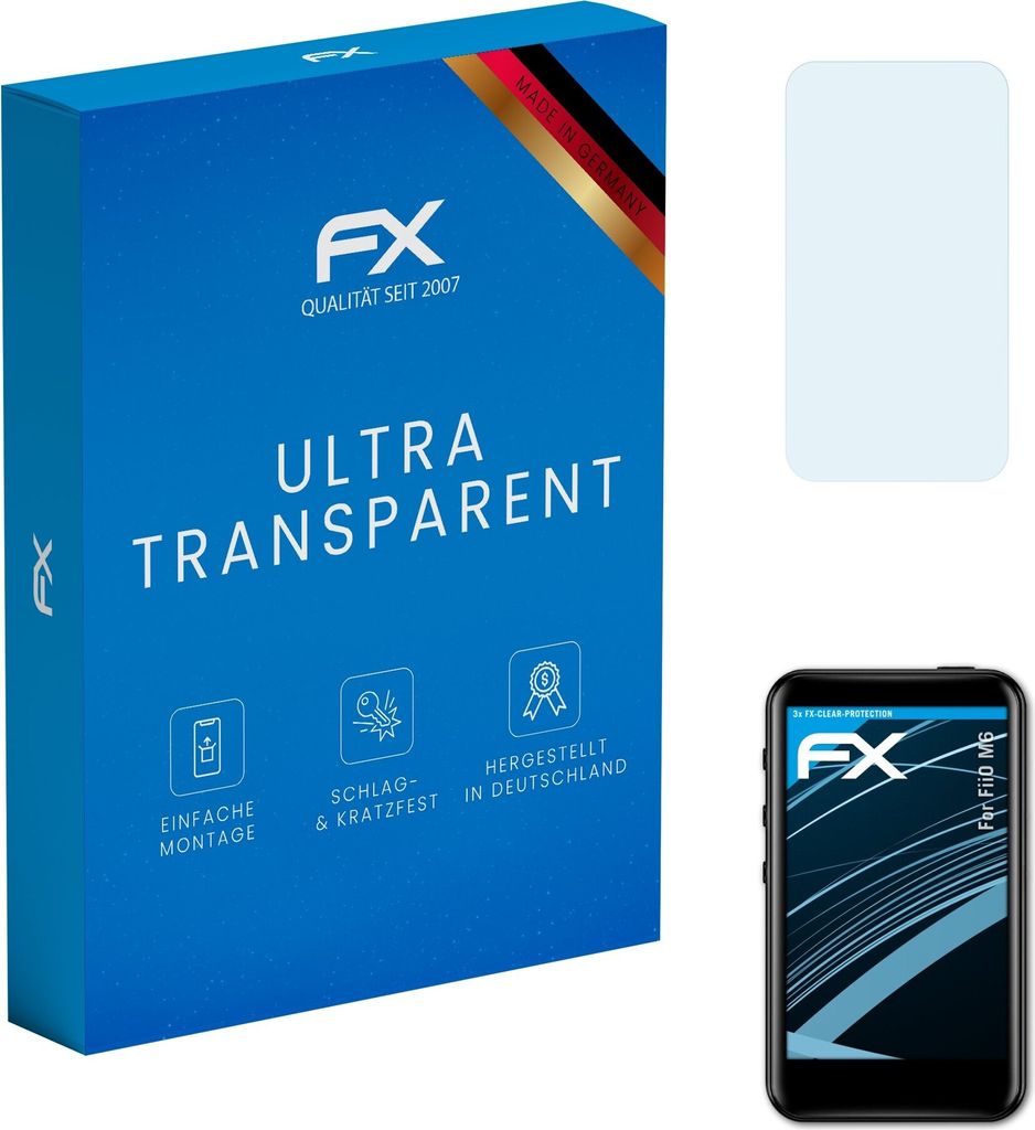 atFoliX FX-Clear 3x Schutzfolie kompatibel mit FiiO M6 Displayschutzfolie
