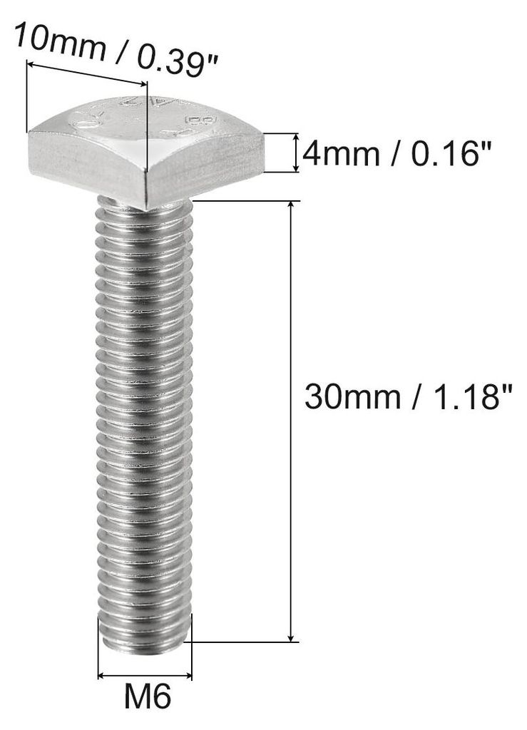 2 Stš¹ck Vierkantschraube M6x30mm Klasse C Vierkant Maschinenschraube mit Vollgewinde aus 304 Edelstahl