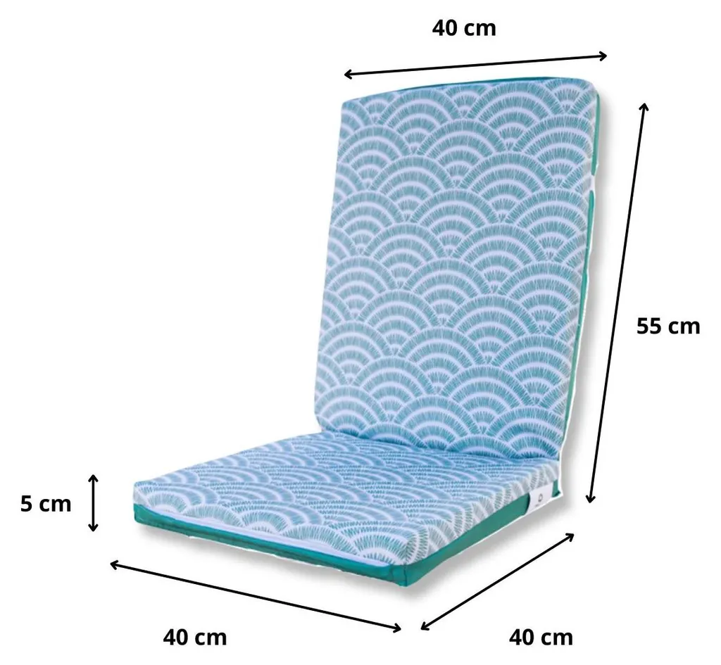 Coussin de Chaise à Motif Éventails Verts 95x40 cm - Ensemble de 4
