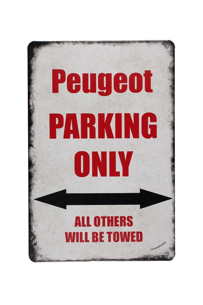 Metall poster - Peugeot Parking Only - Parken - Blechschild - Retro blechschild - Metallschild - Vintage blechschild