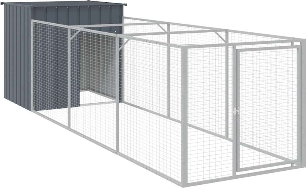 vidaXL Psí bouda s výběhem Antracit 110x405x110cm Obrázek produktu 