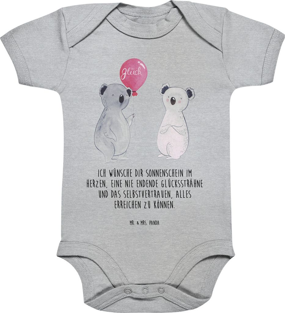 Mr. & Mrs. Panda babykleidung body Koala Luftballon 12. - 18. Monat - Heather Grey - Geschenk, Babybody, Geburtstag, Einteiler, Strampler, Baby, Ba...