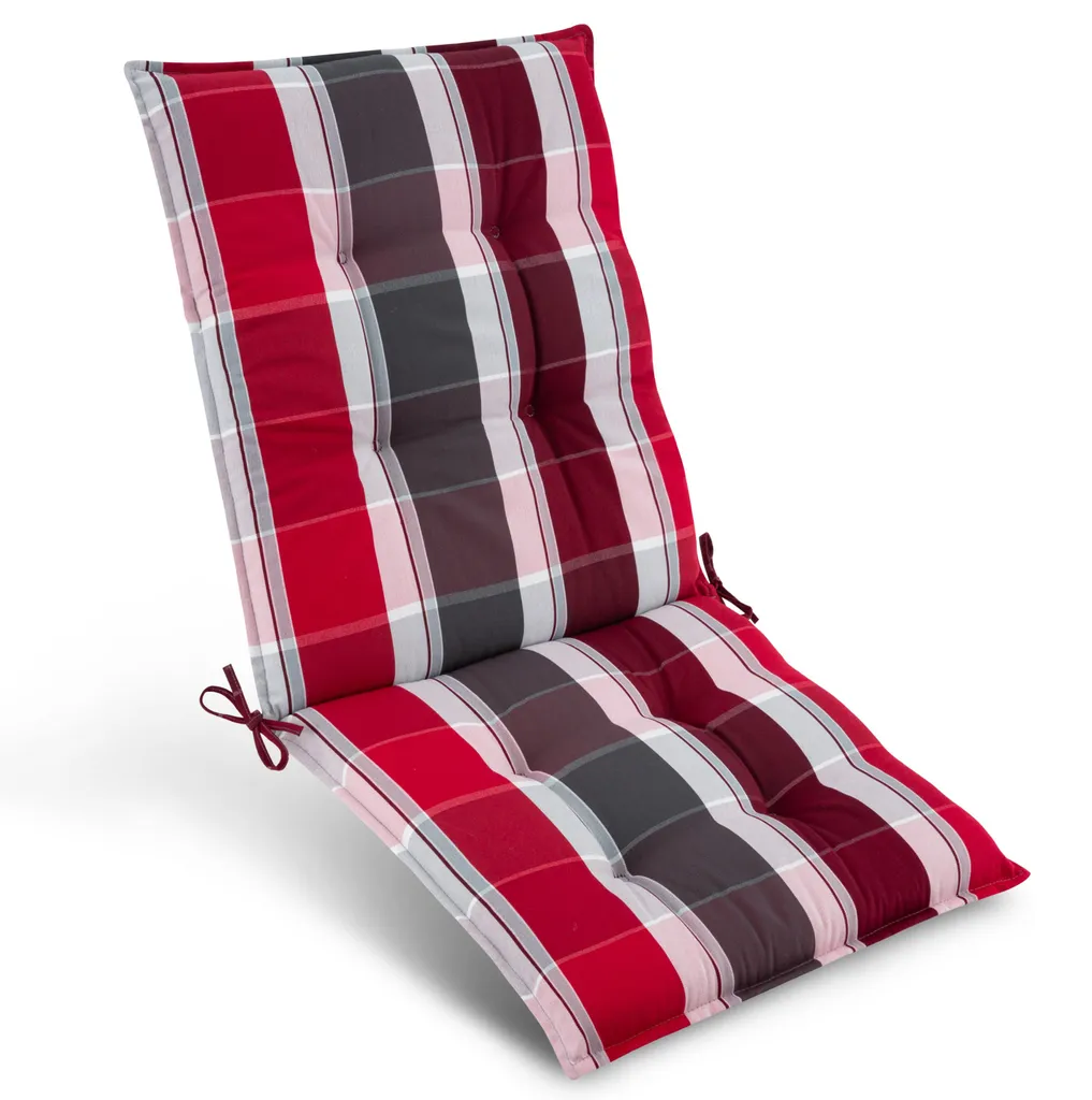 Beautissu Sun-NL Coussin Fauteuil Dossier Bas 100x50 cm Rayures Rouges