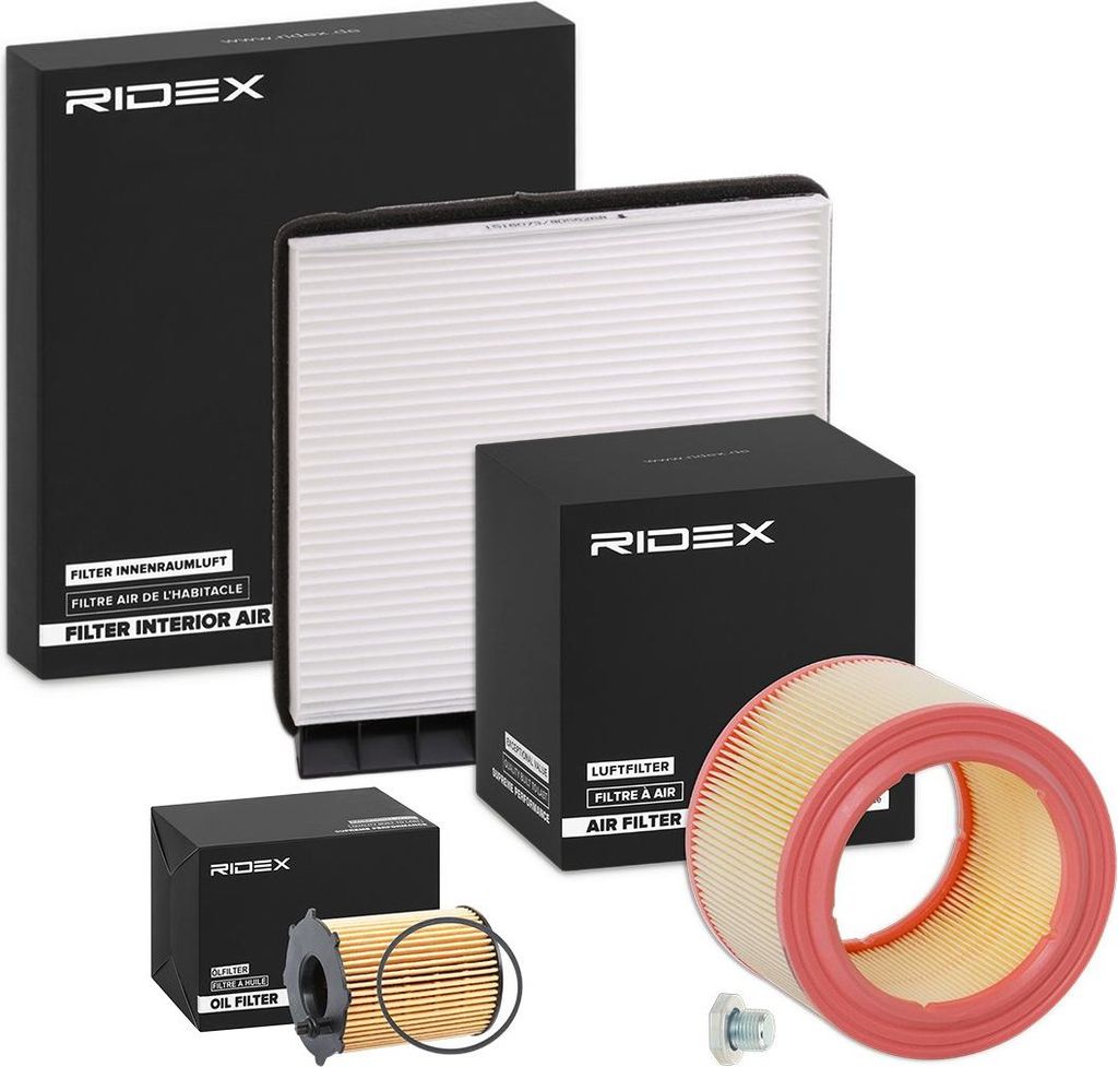 RIDEX Filterset Inspektionspaket Filtersatz passend für PEUGEOT PARTNER Combispace (5F) PARTNER Kasten (5) für CITROËN Berlingo / Berlingo First
