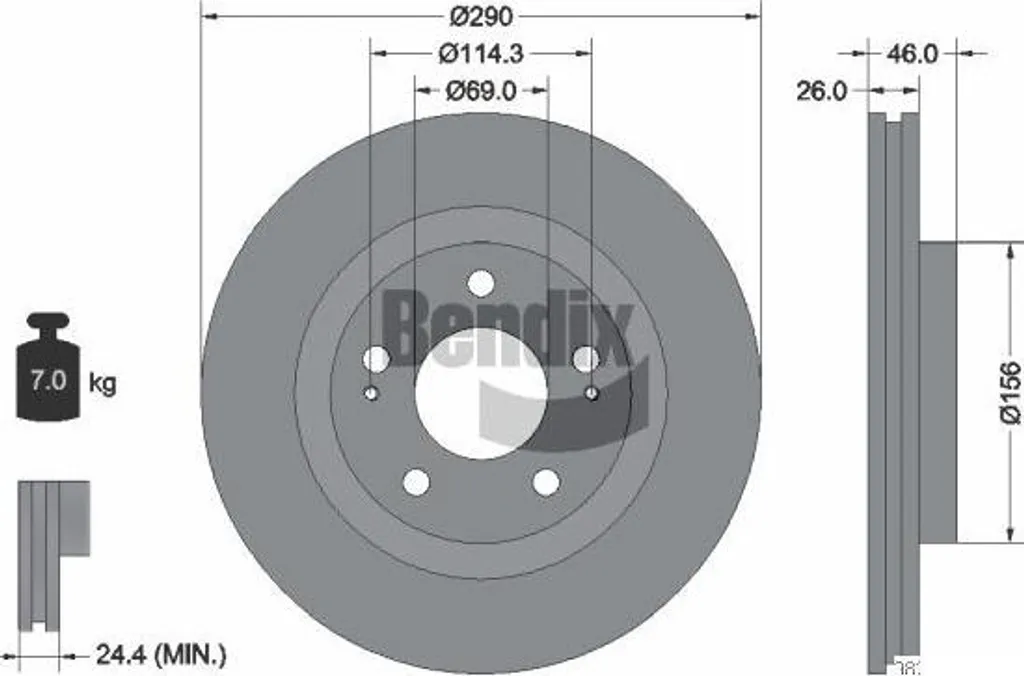 Disque de frein Bendix BDS1915 haute résistance, conforme OE MN116979
