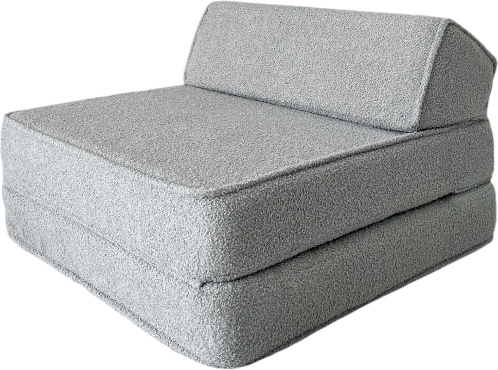 Monio for Kids - Grau Schaumstoffsessel Liege Couch für Kinder Bouclé