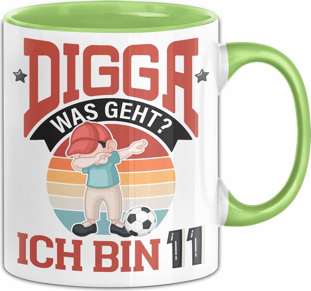 11. Geburtstag Geschenk Tasse Becher Jungs Sohn Geburtstagsgeschenk Digga Was geht Ich Bin 11 (Grün)