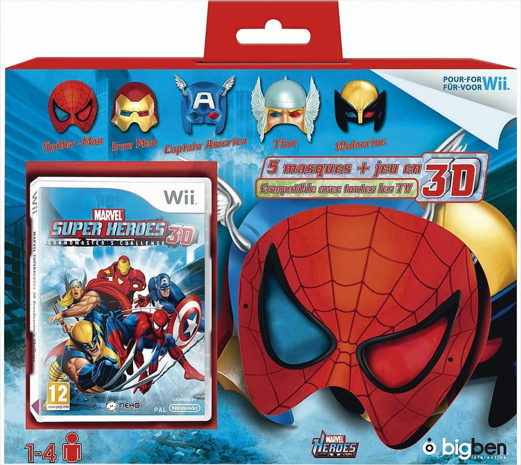 Bigben Interactive Marvel Super Heroes 3D : Grandmaster's Challenge, Wii, Nintendo Speicherkarte, Aktion, E (Jeder)