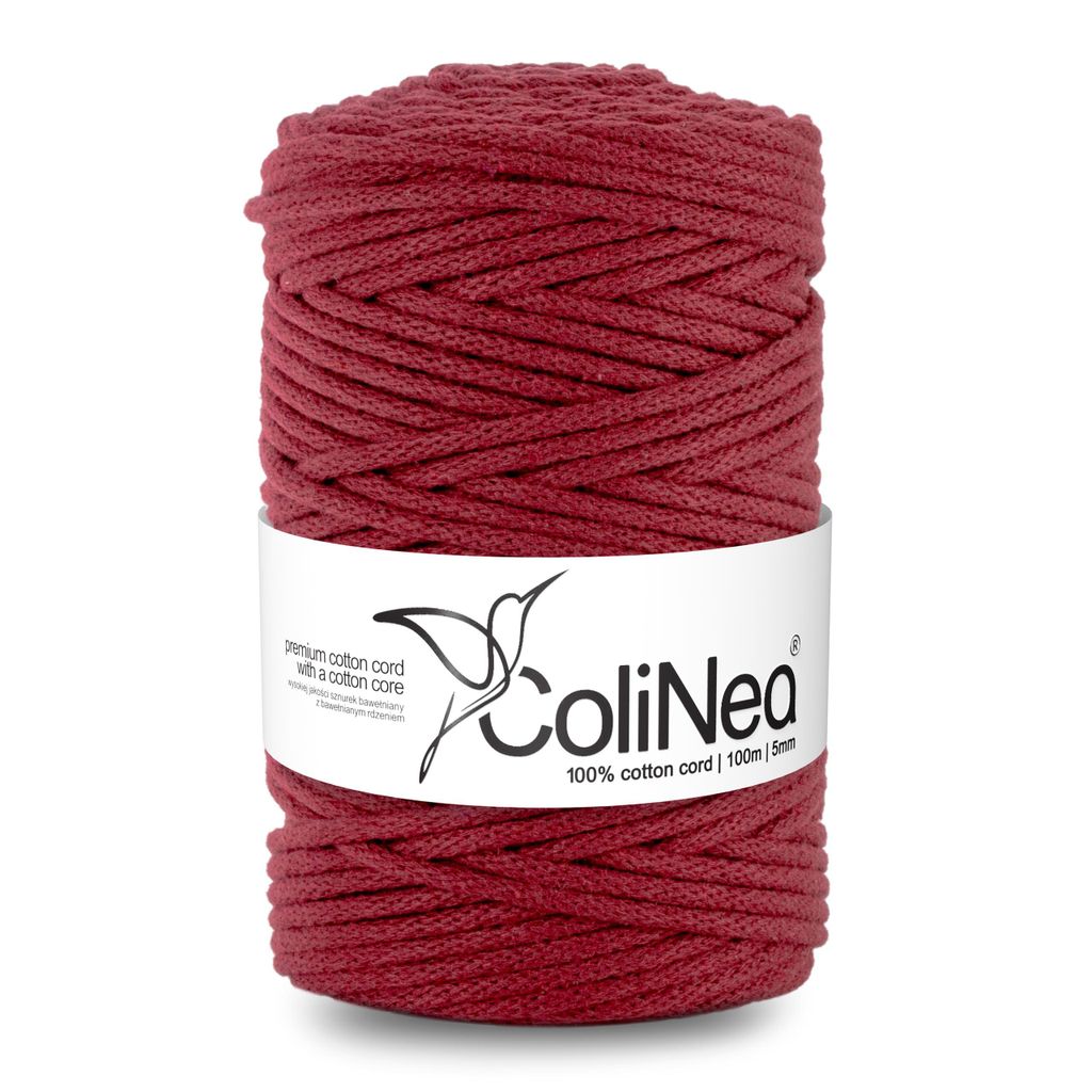 Cordone di cotone intrecciato 5mm 100m rosso bordeaux Immagine del prodotto 