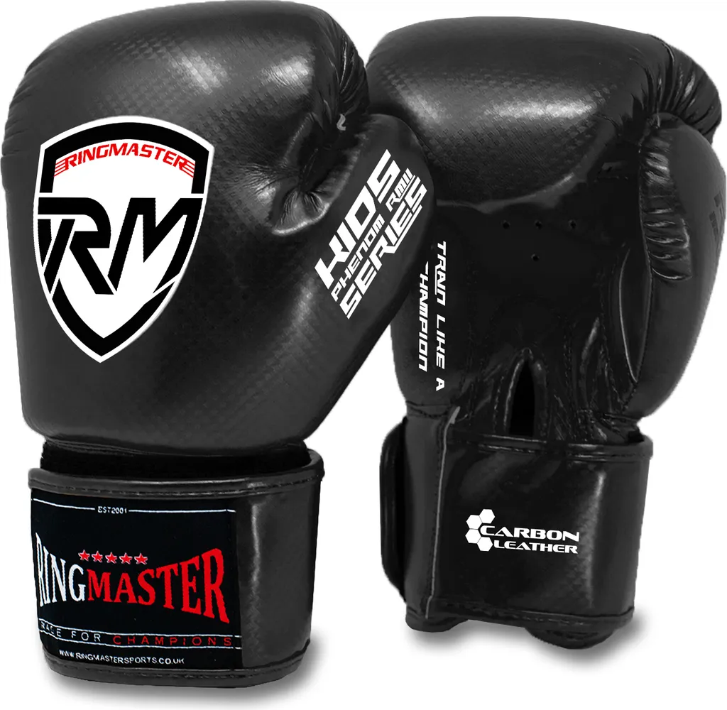 Gants de boxe junior Ringmaster Phenom Carbontech Noir 4 oz pour enfant