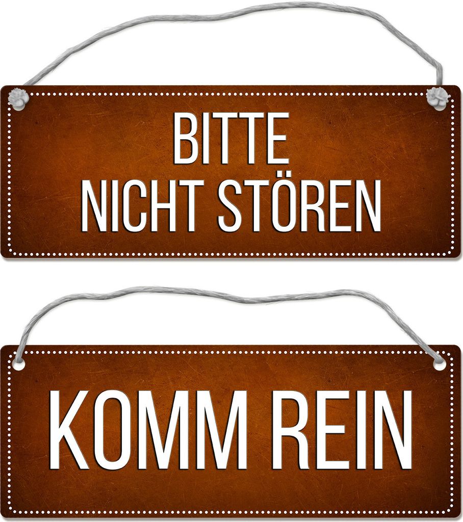 Braunes Bitte nicht stören - Komm rein Wendeschild mit Kordel Schild Dangler
