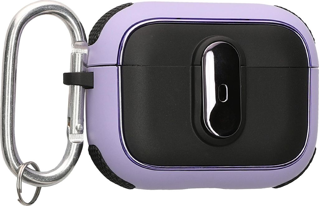 kwmobile Hülle kompatibel mit Apple Airpods Pro 2 Hülle - Kopfhörer Case - TPU Cover mit Karabiner - Stoßfeste Schutzhülle - Schwarz Lavendel