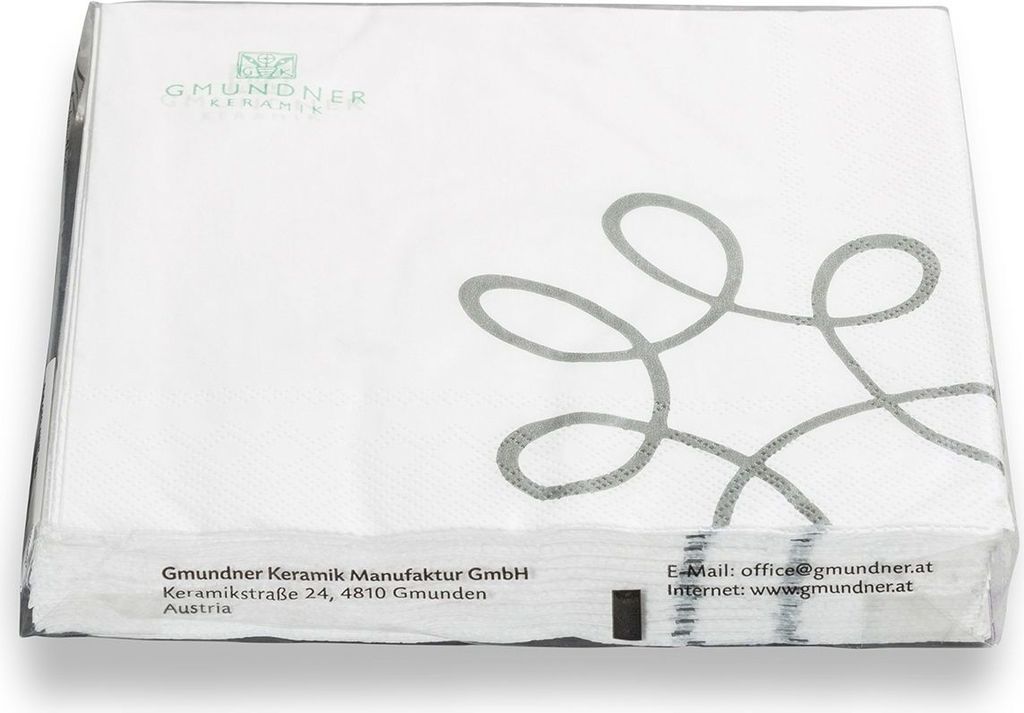 Gmundner Keramik Pur Geflammt Grau Servietten 3-lg/20Stk, 33x33cm