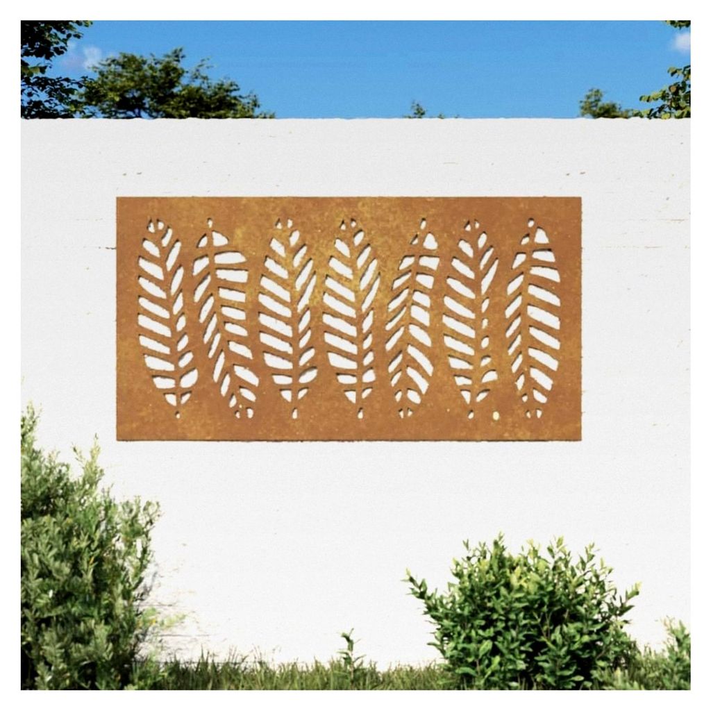 Wanddekoration für den Garten 105x55cm aus Cortenstahl Blatt