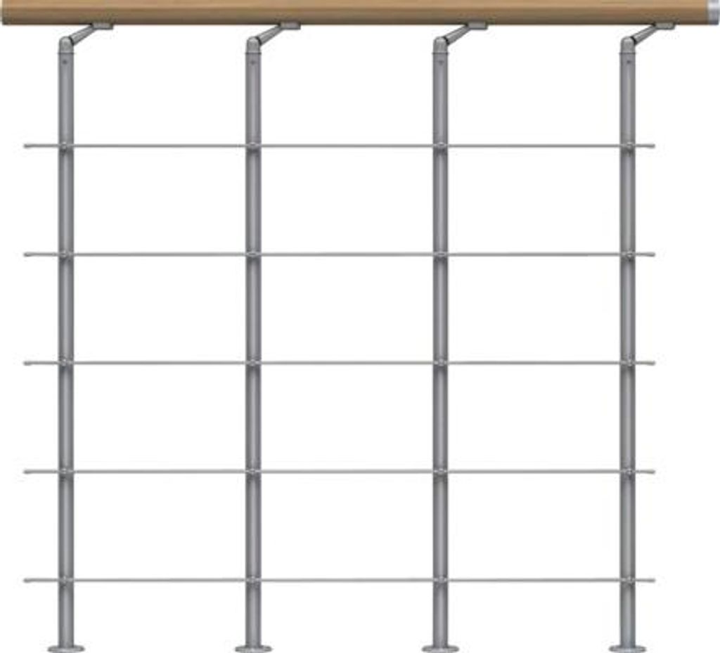 Pertura Edelstahl-Brüstungsgeländer für Mittelholmtreppe Spiros,Chiron,Vaia Startset,Handlauf Eiche, Geländer perlgrau