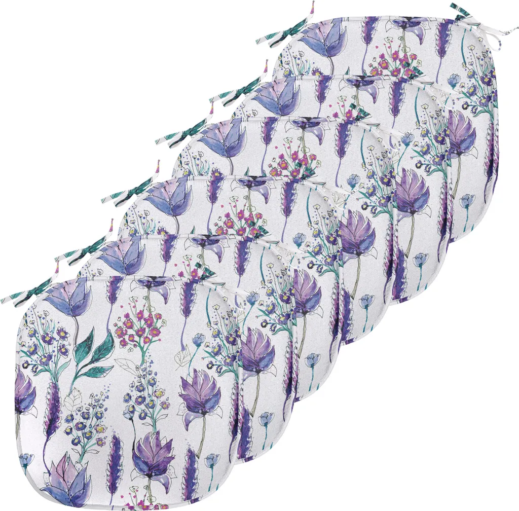Lot de 6 Galettes de Chaise pour Salle à Manger, Décor Floral Violet