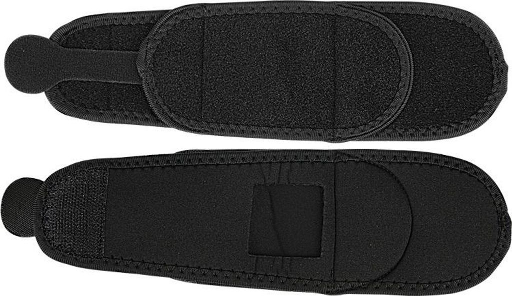 Two black wristbands shown from a top-down perspective, one above the other.
