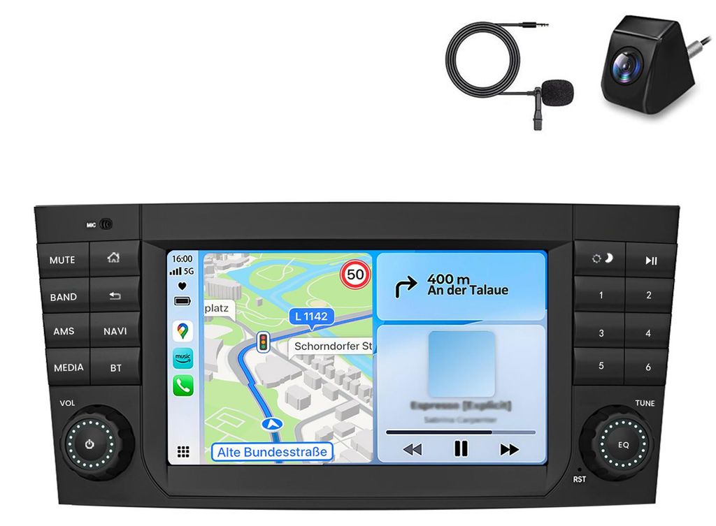 Radio samochodowe Carplay z kamerą i mikrofonem do Zdjęcie produktu 
