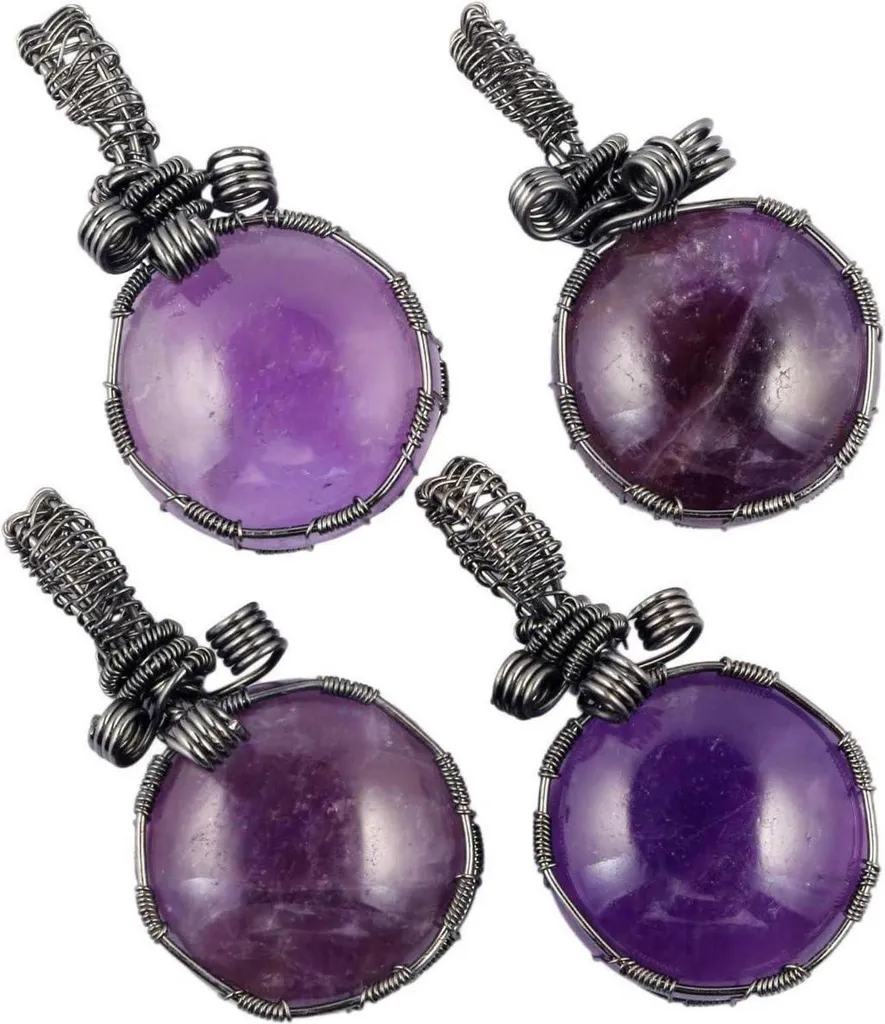 Collier en améthyste véritable avec enroulement manuel style bohème chic - 3
