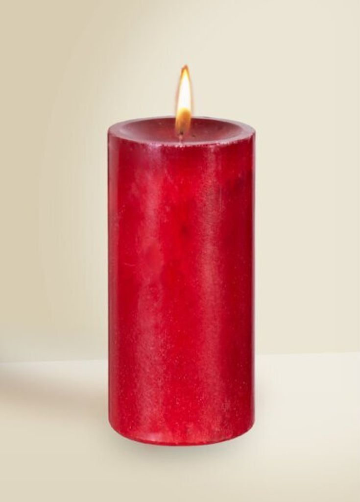 Gegossene Stumpenkerzen Selbstlöschend Dunkelrot 130 x Ø 70 mm, 1 Stück, durchgefärbte Kerze für den Adventskranz