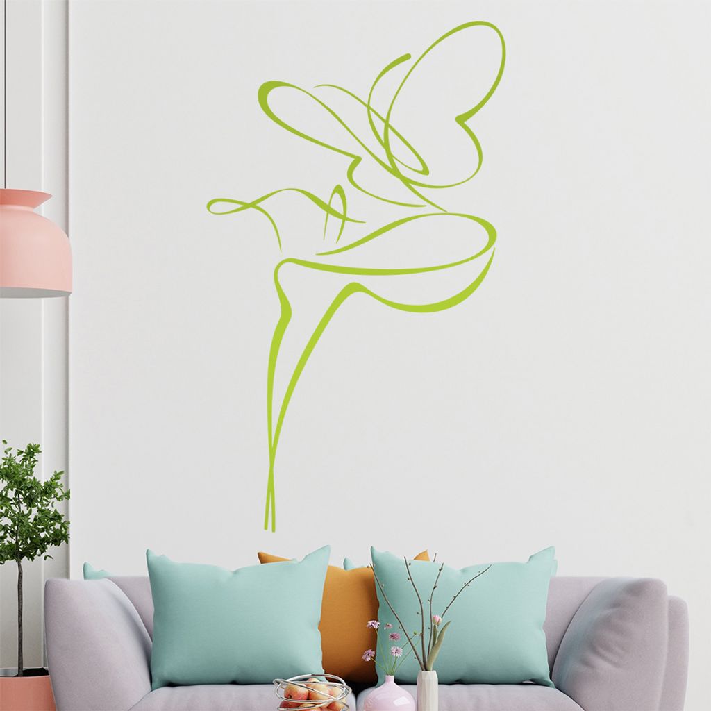 Schmetterling Linien Wandtattoo in 6 Größen - Wandaufkleber Wall Sticker - Dekoration, Küche, Wohnzimmer, Schlafzimmer, Badezimmer