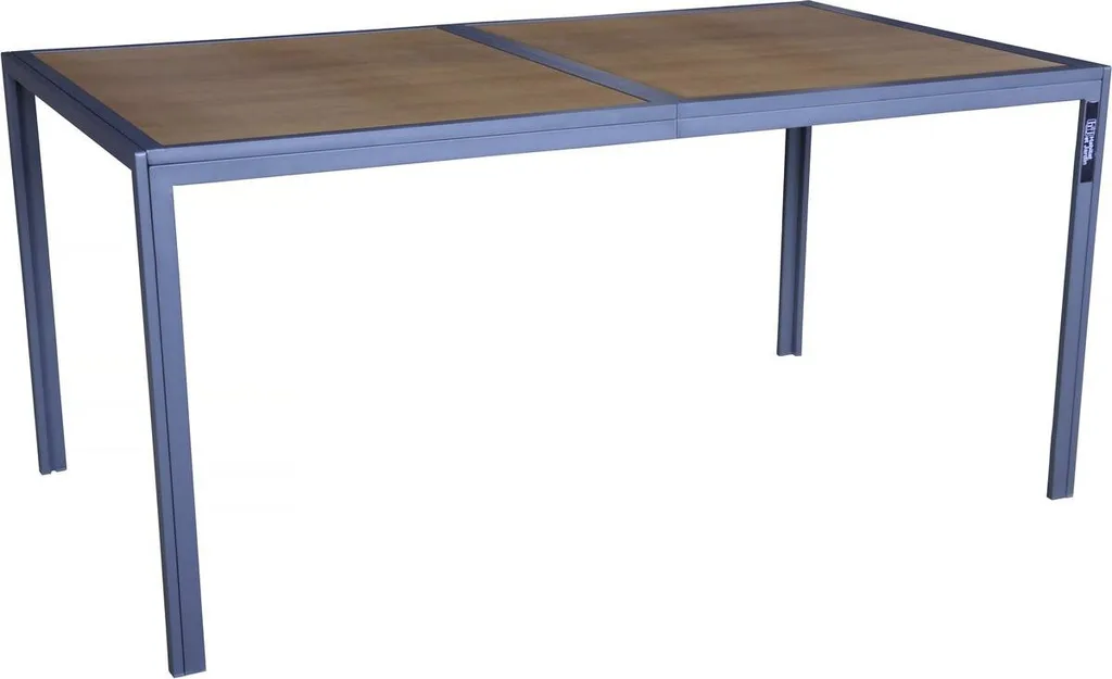 Table repas extérieur Tossa 6 personnes métal imitation bois marron