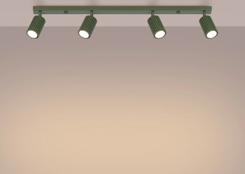 Lampada Karbon 4L Verde Oliva Sollux: Plafoniera Design Industriale 81cm