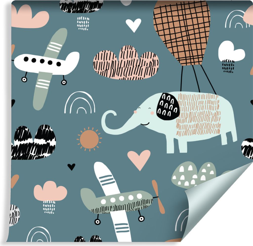 10m VLIES TAPETE Rolle Kinderzimmer Elefant Flugzeug Wolken XXL