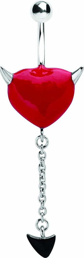 Karisma Bauchnabel Stahl Piercing Herz-Teufel mit Roter Beschichtung BBx09