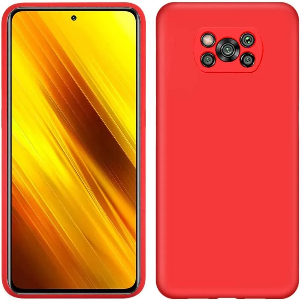 Custodia per Xiaomi Poco X3 NFC, custodia protettiva in silicone morbido in gomma liquida rosso