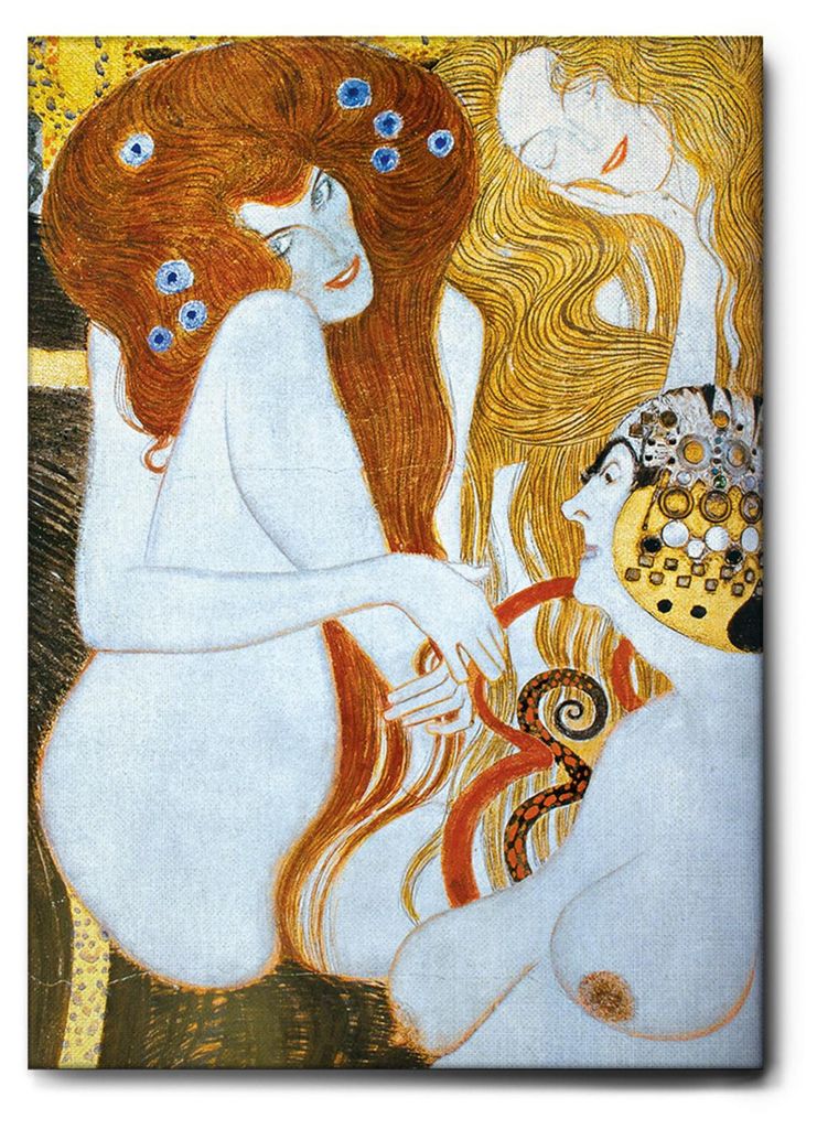 Giallobus - Lust, Schamlosigkeit, Unmäßigkeit - Gustav Klimt - 70L x 100W cm - Bild - Leinwand mit Standardrahmen