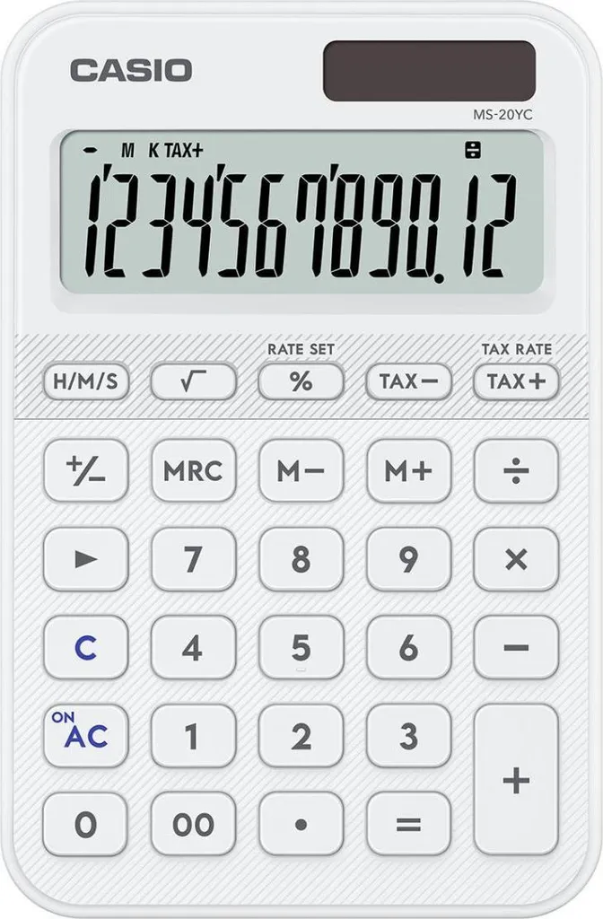 Casio MS-20YC Calcolatrice Bianca 12 Cifre - Design per il tuo Desk
