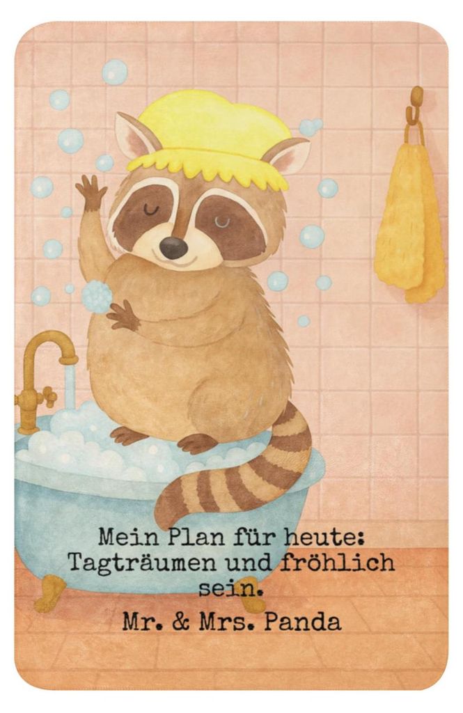 Mr. & Mrs. Panda Tagesdecke Waschbär Design 100 x 150 cm - Weiß - Geschenk, Seifenblasen, Tagträumen, Couchdecke, Plan, Gute Laune, Plaid, Sofad...
