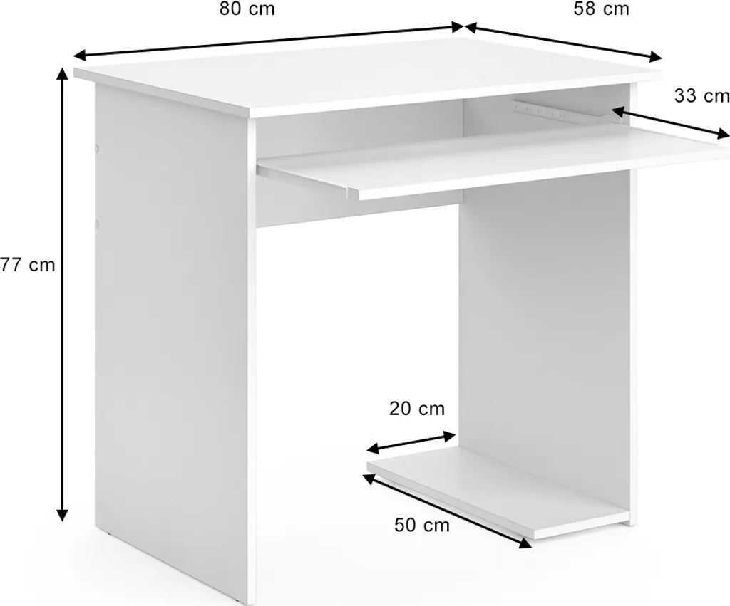 Bureau Vicco Nick Blanc 80x58cm - Modèle 34422 pour Petit Espace