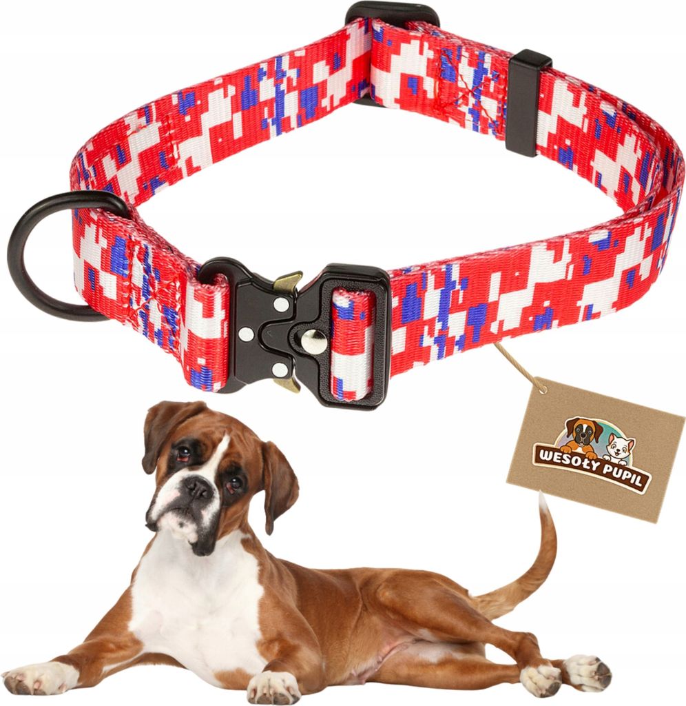 Großes Hundehalsband POWERFUL METAL Schnalle verstellbar L 49-61cm